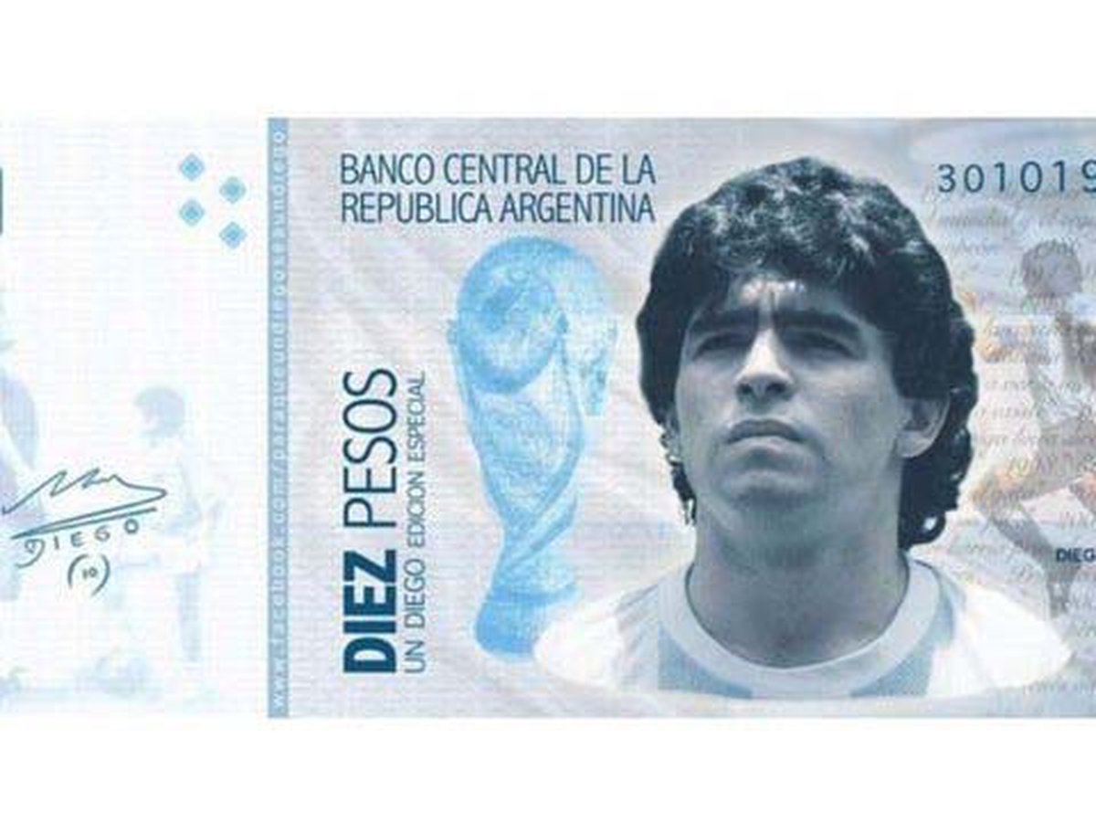 Марадона и „Божјата рака“ на банкнота од 1.000 пезоси