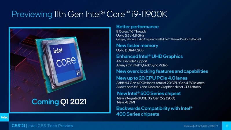 Intel го претстави Core i9-11900K процесорот од 11. генерација