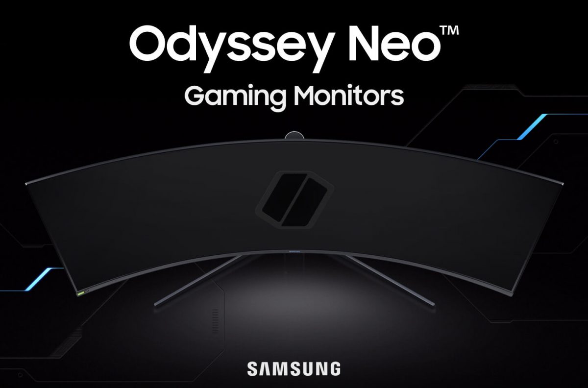 Samsung наводно работи на Odyssey Neo закривен гејминг монитор