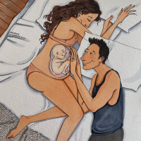 Илустрации кои го прикажуваат емотивниот пат до мајчинството