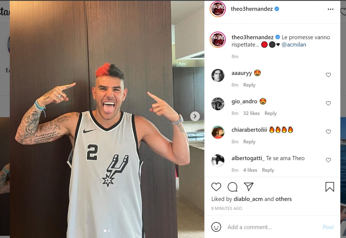 Тео Ернандез го исполни ветувањето – ја обои косата во боите на Милан