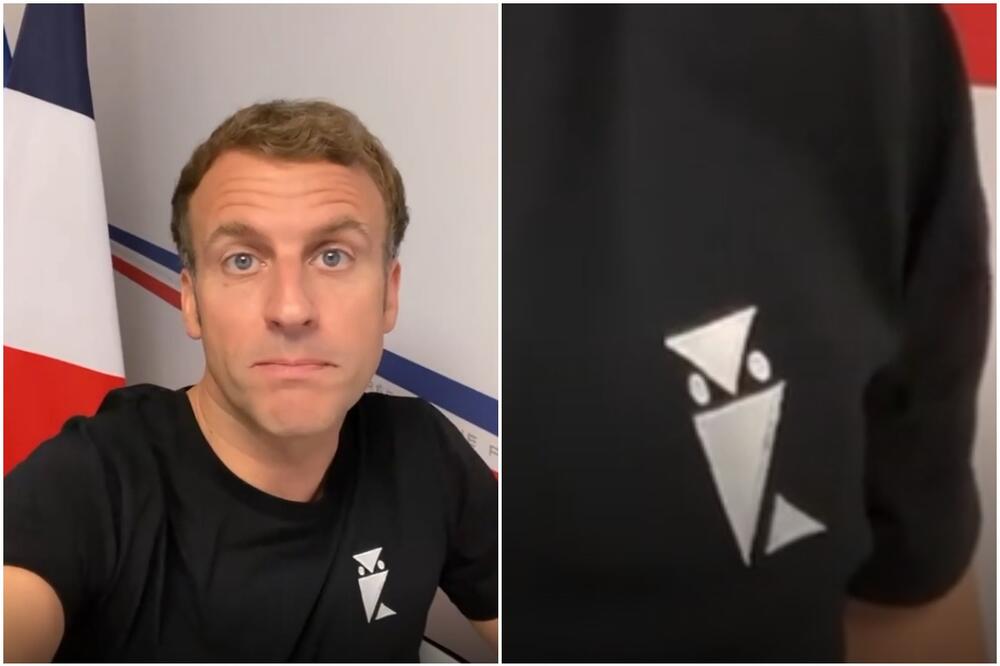 (Видео) Мистериозен симбол на маицата на Макрон, дали францускиот претседател е дел од некакво тајно друштво?