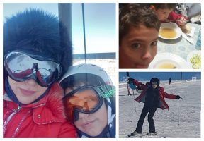 (Видео) Мама е среќна и кога скија со две кациги во рака: Ребека со трите деца во Маврово