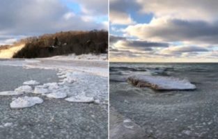 (Видео) Природен феномен забележан во САД, луѓе велат дека виделе ледени палачинки кај езерото Мичиген