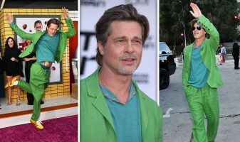 (Видео) Се појави во скуња, а сега во зелен костум, Бред Пит повторно ѕвезда на црвениот тепих во Лос Анџелес
