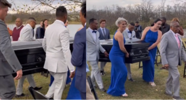 (Видео) Младоженецот на свадба го донесоа во ковчег