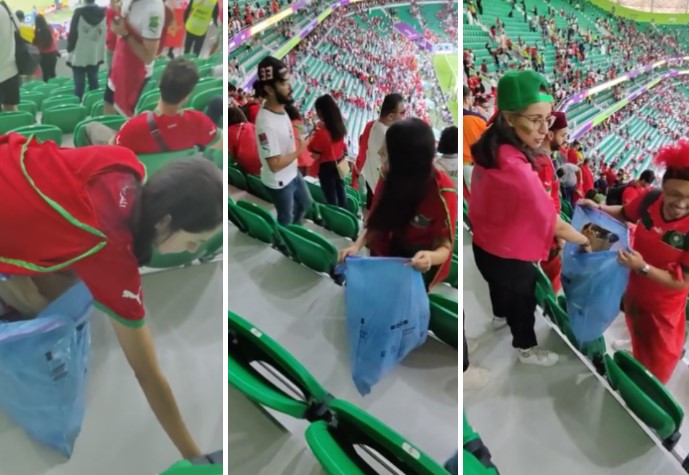 (Видео) По јапонските и мароканските навивачи си го чистеа ѓубрето на трибините во Катер