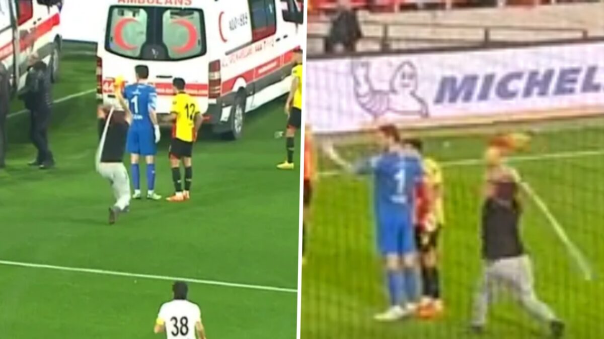 Турски навивач влезе на терен и тепаше играч со корнер-знаменце!