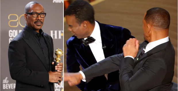 (Видео) Еди Марфи доби награда за животно дело на „Златен глобус“, па го исмеа Вил Смит за шлаканицата на „Оскарите“