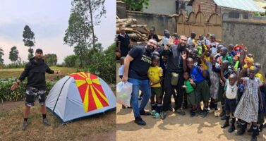 (Видео) Велешанецот Филип дојде во Африка за да им помага на децата, го дочекаа со македонско знаме во џунглата која е нивниот дом