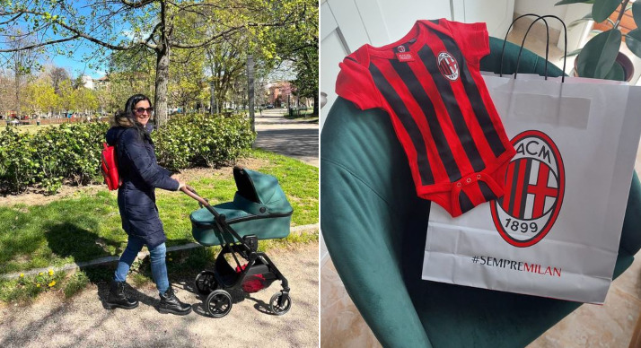 Андријана Јаневска со внукот во Италија: Александар доби подарок боди од „Милан“