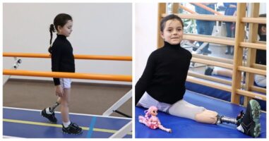 Шест годишната гимнастичарка Олександра ја загуби ногата во ракетен напад: сега повторно вежба со протеза