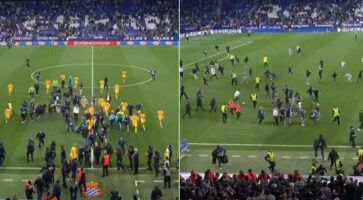 (ВИДЕО) Скандал во Шпанија: Фановите на Еспањол ги нападнаа фудбалерите на Барселона
