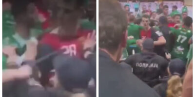 (Видео) Полицаец со пендрак го удри по глава Филип Талески во финалето меѓу Вардар и Пелистер