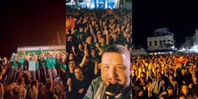 (Видео) Со песна и знамиња се славеше шампионската титула на Еурофарм Пелистер: „Ако одам во Битола“ ечеше на плоштадот Магнолија