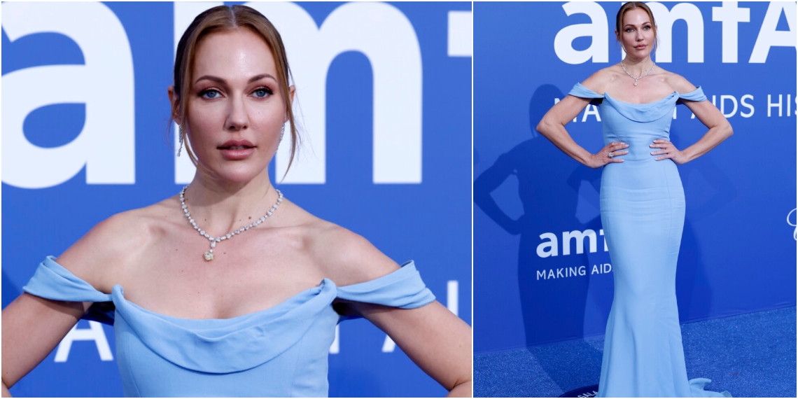 Фустан во кралско сина боја за Хурем Султан на црвениот тепих во Кан