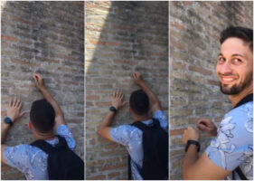 (Видео) Бугарин со клуч го напиша неговото и името на девојка му на ѕидот на Колосеумот во Рим кој е стар 2000 години
