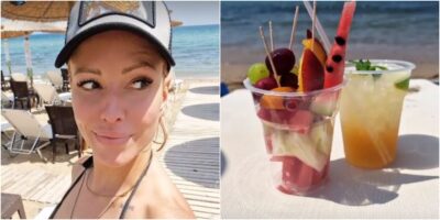 Во бикини и со коктел Тамара опуштено на плажа