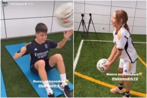(Видео) Ќерката на Лука Модриќ помага на тренинзите на Арда Ѓулер