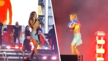 (Видео) Рита Ора на настап се завитка во српско знаме