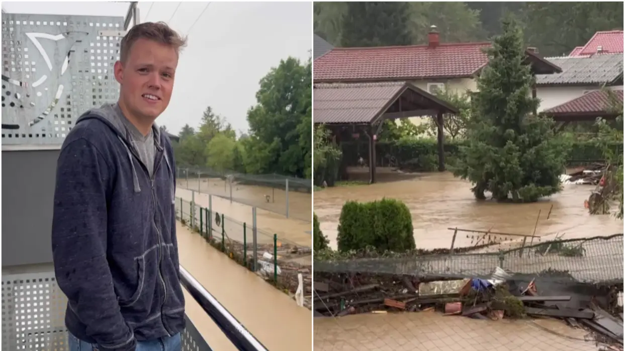 (Видео) Тиктокерот од Америка, Џастис Рид заглави среде поплавите во Словенија: Ова е сериозно, луѓе чувајте се