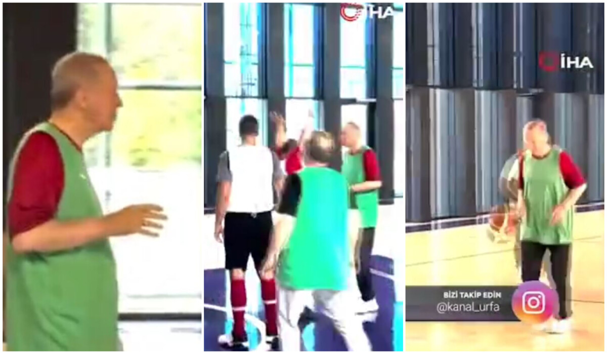 (Видео) Ердоган играше кошарка во својата палата