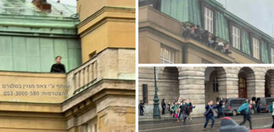 (Видео) Први снимки од нападот во Прага: луѓето панично бегаат, напаѓачот со пушка на покривот