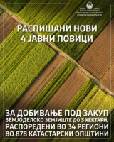 Распишани јавни повици за давање под закуп земјоделско земјиште до три хектари во 34 региони