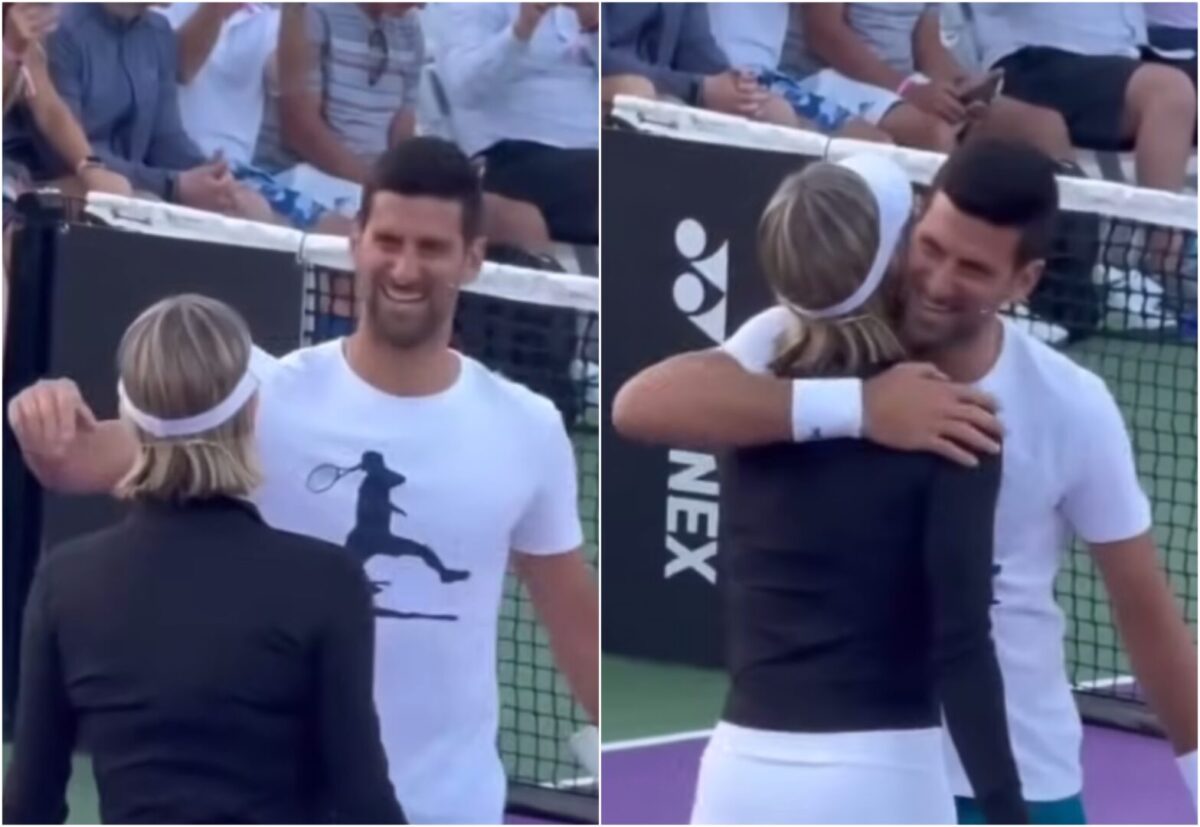 (Видео) Новак Ѓоковиќ играше тенис со Шарлиз Терон, па се прегрнаа на теренот