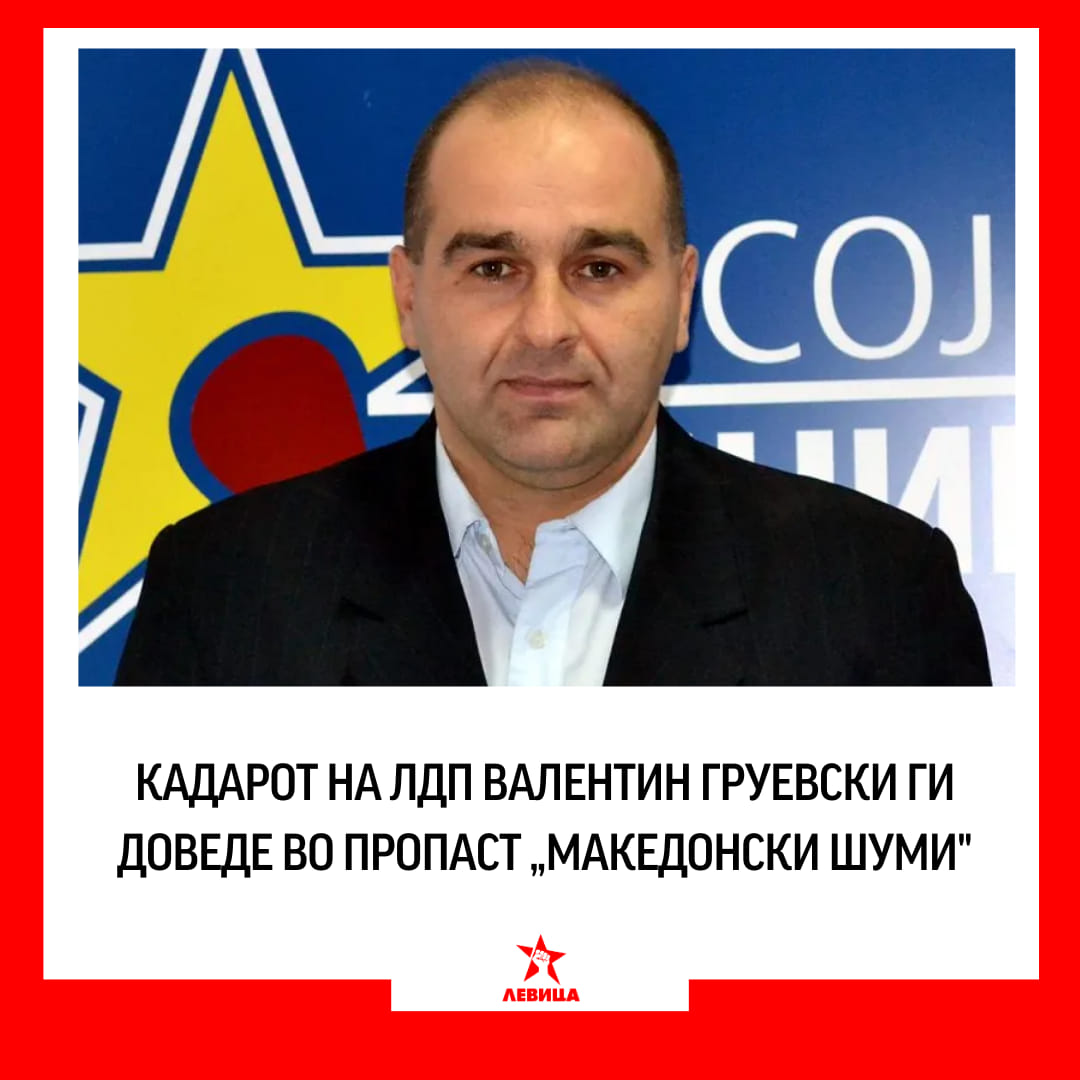 Левицата: Кадарот на ЛДП, Валентин Груевски ги доведе во пропаст „Македонски шуми“