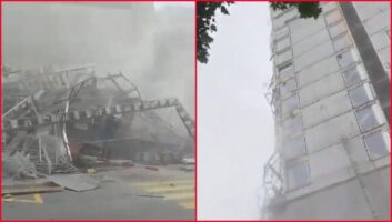 (Видео) Се урна градежно скеле од зграда во Швајцарија: има загинати и повредени