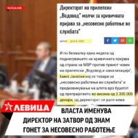 Левица: ​​​​​Власта именува директор на затвор од ЗНАМ гонет за несовесно работење
