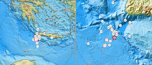 Серија земјотреси на Крит утрово, најсилниот со магнитуда од 5,3 степени