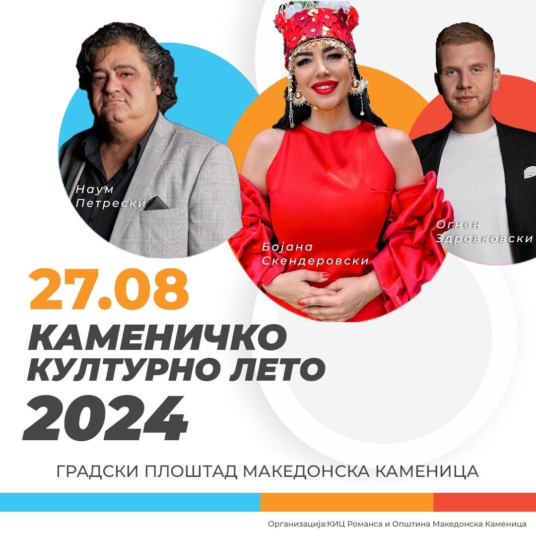 Бојана, Огнен, Наум, ДНК, Ареа, Слаѓа Алегро на Каменичко културно лето 2024