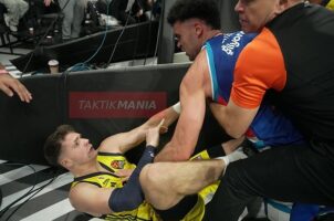 (Видео) Инцидент во Евролигата – Брајант го гризна Биберовиќ