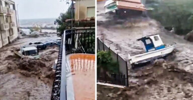 (Видео) Невреме ја погоди Сицилија, поројот носеше автомобили на улиците