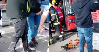 (Видео) Автобус удрил во луѓе кои чекале на автобуска постојка во Белград: меѓу нив и дете и бремена жена