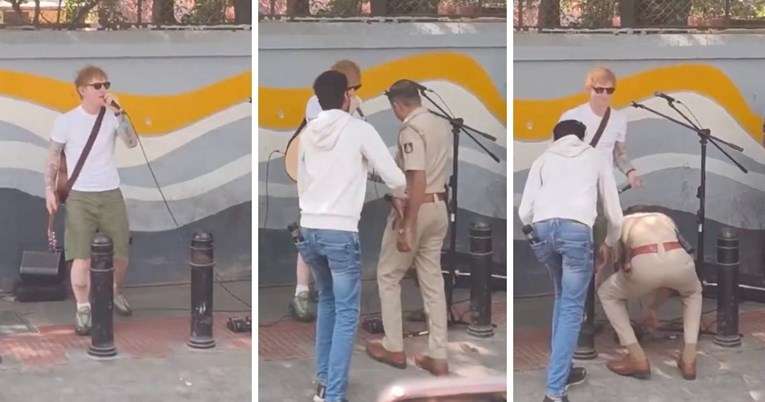 (Видео) Полицијата во индискиот град ја растури уличната свирка на Ед Ширан, снимката стана вирална