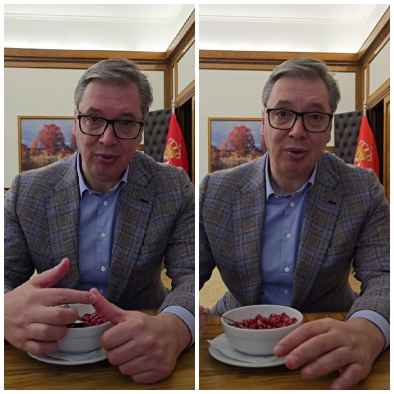 (Видео) „Немојте да мислите дека се смеам како луд, тоа е поради калинката“: Вучиќ налути многумина со новата снимка