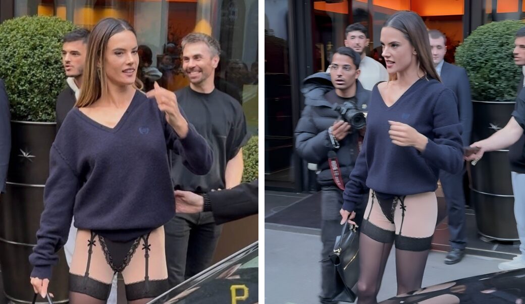 Манекенката Алесандра Амбросио во бизарна облека на модна ревија во Париз