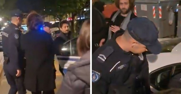 (Видео) Српската полиција приведе демонстрант и го стави во автомобил, тој излезе од другата врата