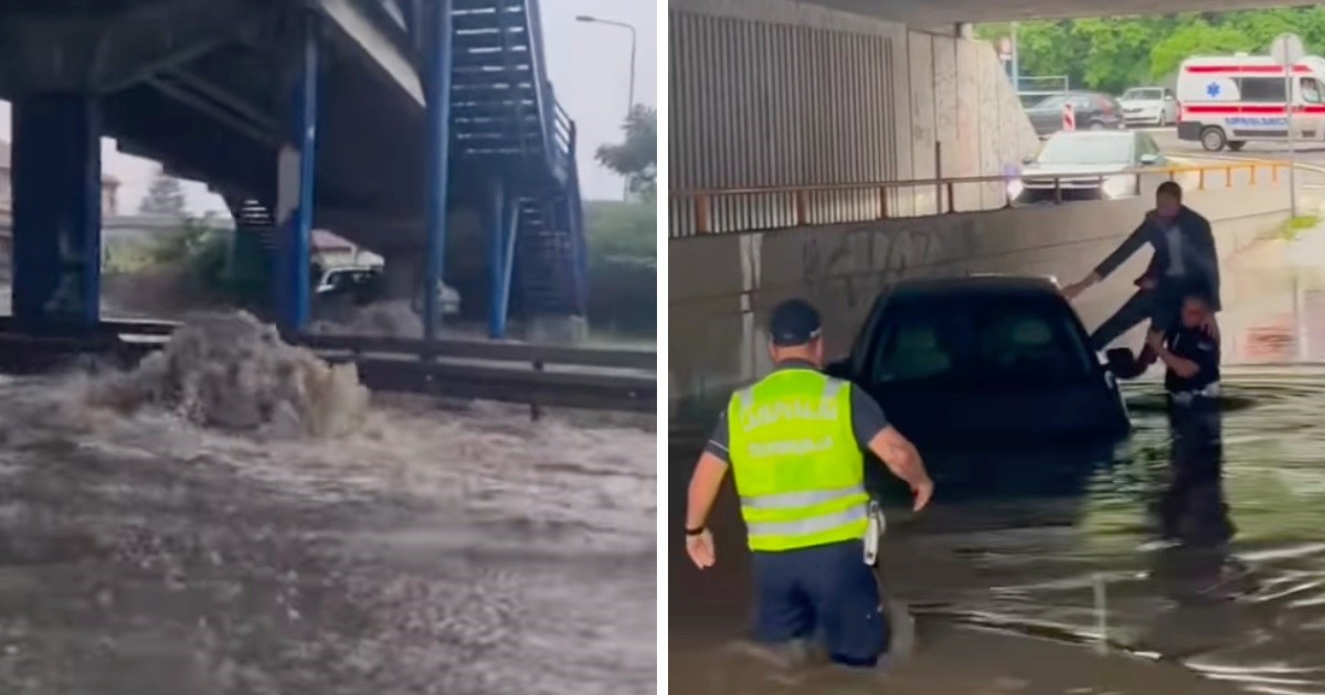 (Видео) Силни врнежи од дожд и град во Белград, поплавени улици и дел од автопатот