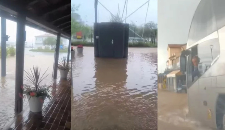 (Видео) Силно невреме во Хрватска: падна град со големина на лешник, дождот ги блокираше улиците