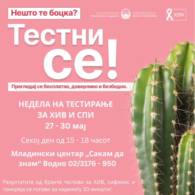Европска недела на ХИВ тестирање: „Тестни се! Прегледај се бесплатно, доверливо и безбедно“