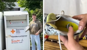 (Видео) Патики што инфлуенсер ги донирал во Црвен крст во Германија завршиле во продавница во Босна, ги следел со ГПС