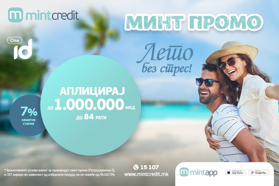 Не ги одложувајте плановите: Обезбедете до 1.000.000 денари  уште денес – Минт Промо Потрошувачки кредит