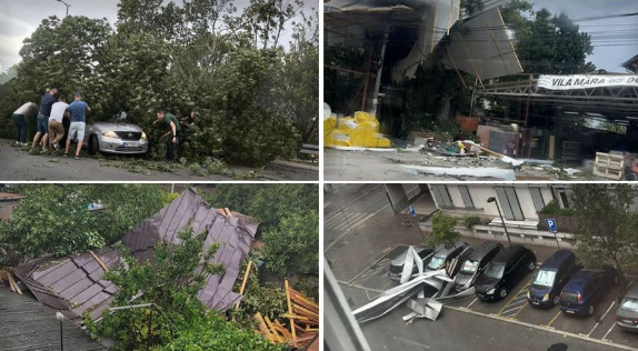 (Видео) Силно невреме во Србија: ветерот корнеше дрвја, дел од зградите останаа без покриви