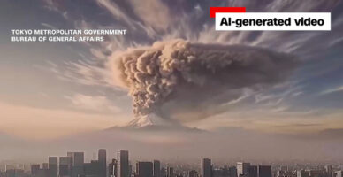 Токио објави видео од вештачка интелигенција од ерупцијата на вулканот Фуџи за да ги подготви жителите