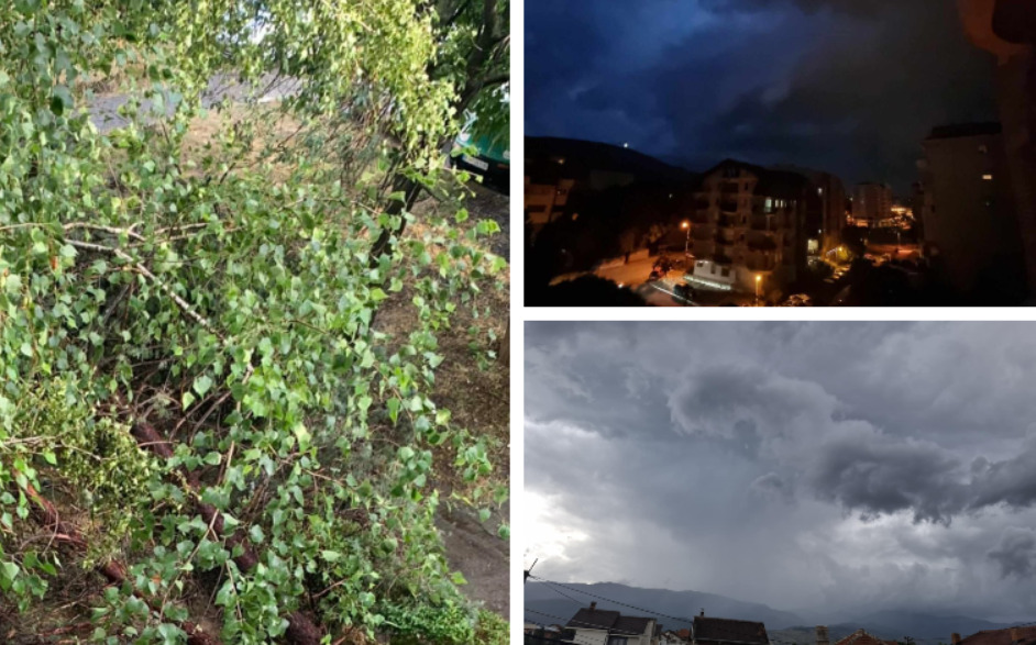 (Фото) Скопје на удар на невреме, силен ветер, паднати дрва, пожари во делови од градот