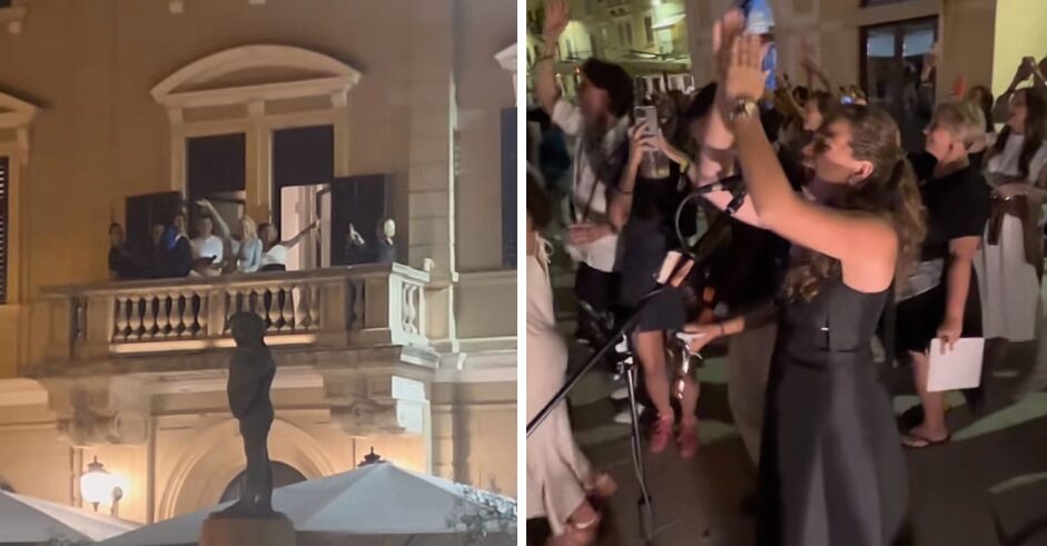 (Видео) Обожавателите ѝ пееја на Брена под прозорецот по нејзиниот настап во Ровињ, таа им се придружи